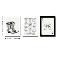 Set von 3 ungerahmten Postern im Westernstil mit schwarzen Schleifen und Cowgirlstiefeln, retro, Preppy-Kunst, Girlie-Zimmer-Dekoration, minimalistische Leinwandmalerei, Muster, funkiger Vintage-Wandbild, ideal als Geschenk für Studentenwohnheim, Apartment, Mädchenzimmer, Schlafzimmer, Wohnzimmer, moderne Heimdekoration