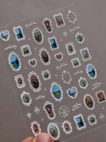 1pc Frame Picture Nail Charm Sticker DIY Art Baroque Style Autumn Nail Art Decoration Ornaments