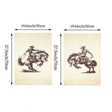 1/2 bức tranh vải canvas in hình cao bồi nghệ thuật treo tường phương Tây, áp phích Rodeo, tranh in hình ngựa hoang Bucking Bronco trang trí món quà cho cô ấy không có khung - Nhiều màu - Xem 13
