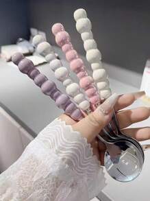 1 Muỗng thép không gỉ màu ngọc trai hình Macaron, thìa ăn bằng nhựa cán dài, đầu tròn, thích hợp cho món tráng miệng, thức ăn bổ sung, thức ăn phương Tây, quầy hàng rong, v.v. - Nhiều màu - Xem 2