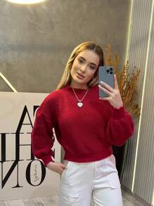 SELINE Women's Elegant Knitted Basic Cold Weather Blouse - 西瓜粉 - 查看 4