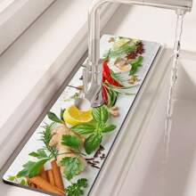 1 件调味图案，多尺寸水龙头排水垫，厨房水龙头排水垫，防滑硅藻土橡胶材料 - 彩色 - 查看 3