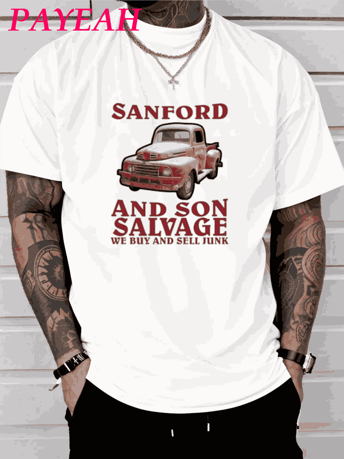 PAYEAH Sanford And Son Salvage T Shirt (Single Piece)100% Cotton 220g Heavy Cotton T Shir - 白色 - 查看 1