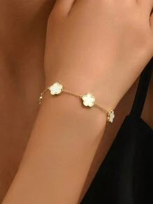 Newsoul 1pc Cute Flower Bracelet Ladies Jewelry For Women 925 Sterling Silver Exquisite Seashells Chain Bracelet Fine Jewelry Gift For Sisters Friendship For Birthday Present Valentines - Flowers - View 3