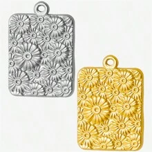 5pcs High-End Fashionable Multipattern Stainless Steel Gold And Silver Sunburst Geometric Pendant Ring Charms, Suitable For DIY Jewelry Making Necklace Bracelet Earrings