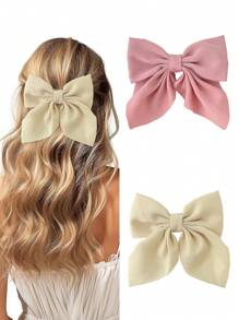 Juego de 2/3/4/5 pinzas para el cabello de colores cortas con lazo para niñas, pasadores de lazo clásicos suaves, diadema de seda vintage con pinza metálica, accesorios elegantes para el cabello, gran regalo para niñas