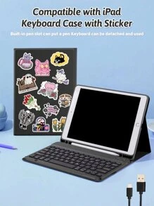 1 个带键盘的保护套，附带 50 张贴纸，兼容 iPad 7/8/9 Gen 10.2 英寸、iPad Air4/5 10.9 英寸、内置笔架、根据个人喜好 DIY 贴纸 - 彩色 - 查看 8