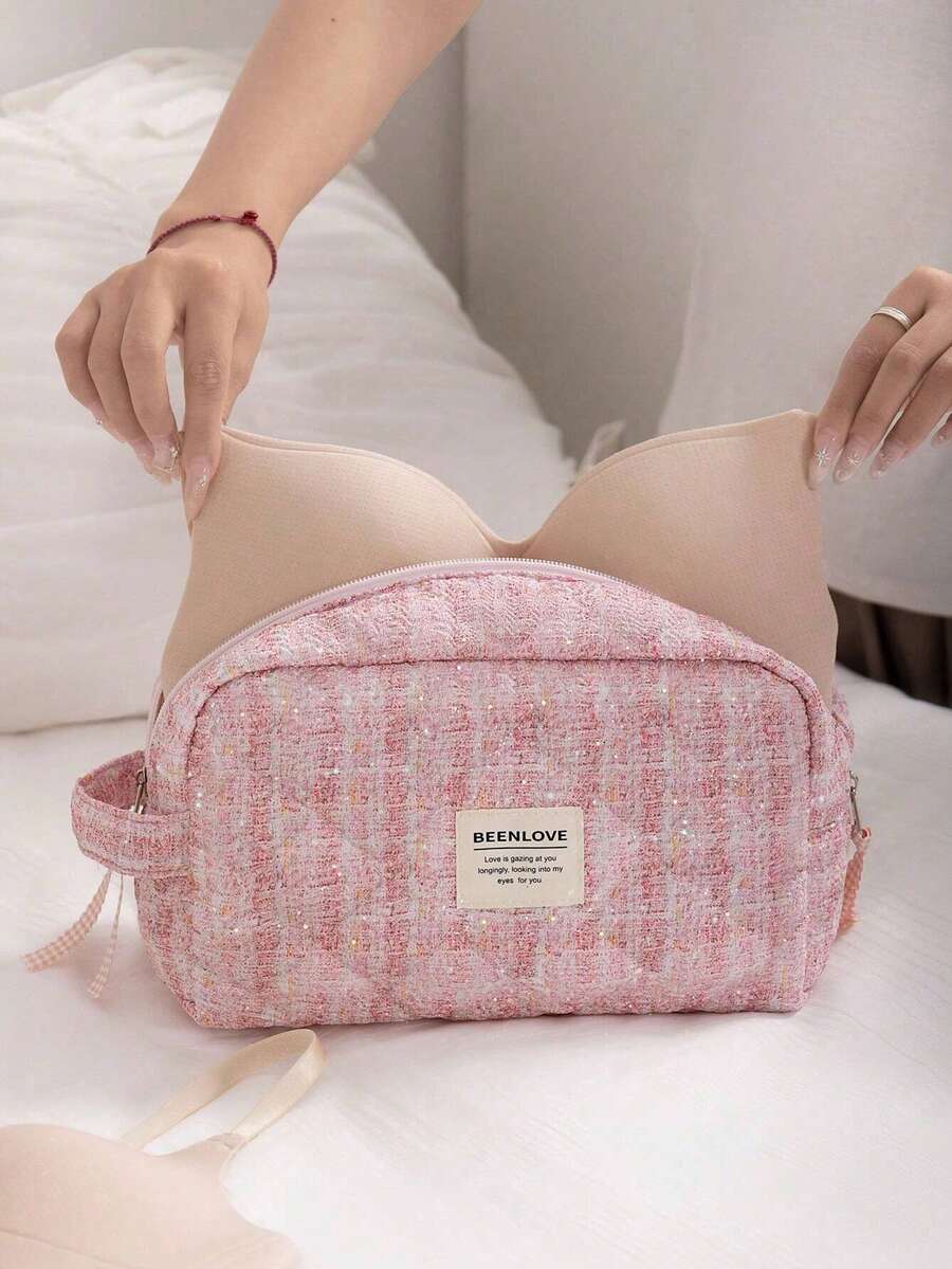 1 túi đựng quần áo du lịch tối giản có khóa kéo, túi đựng đồ lót nhẹ, túi đựng chống bụi, túi đựng đồ lót di động - Có thể giặt bằng tay, lý tưởng để đựng áo ngực, quần lót và tất, túi đựng đồ lót thiết kế chần bông thời trang có ánh nhũ mịn, túi đựng đồ du lịch di động hàng ngày có ngăn và tay cầm, túi đựng quần áo du lịch & gia đình,