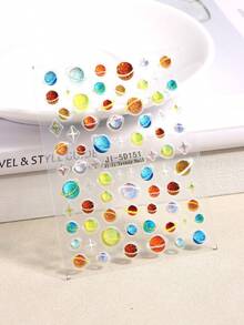 2 miếng dán móng tay hình hành tinh vũ trụ hoạt hình 5D, miếng dán móng tay hình ba chiều, trang trí móng tay, miếng dán móng tay hình hành tinh vũ trụ, trang trí nghệ thuật móng tay hình thiên hà hình học ngoài hành tinh, hình dán ngôi sao, phụ kiện làm móng - Nhiều màu - Xem 5