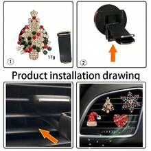 1 件闪亮水钻圣诞汽车通风口夹，可爱圣诞树汽车空气清新剂通风口夹饰品，可爱水钻圣诞通风口夹，闪亮圣诞汽车空调装饰 - 彩色 - 查看 5