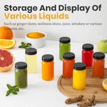 4pcs, 2oz Glass Small Bottle With Lid, Small Transparent Can, Can Hold Coffee, Juice, Cocktails, Samples, Travel Essentials, Wide Mouth Leak Proof, Glass Bottle - Multicolor - View 6