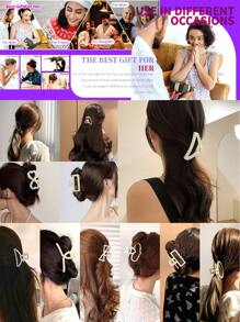 5-Piece Women's Pearl Hair Claw Set, Faux Pearl Hair Claw Set, Simple And Casual Pearl Element Hair Accessory, Hair Grabbing Without Damaging The Hair Clip, Simple Style Accessory, Home Hair Grabbing, New Year's And Travel Clothing Hair Accessory, As A Gift Multi Piece Pearl Hair Claw Set, Suitable For Various Hair Sizes Of Thick And Thin,Valentine's Day Couples As A Gift Hair Accessories Hair Clips Hair Jaw Clip Hair Clamps Hair Clutch Hair Catcher Clip