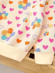 女孩可爱花朵圆领运动衫常规版型长袖衬衫上衣年轻女孩春/秋装 - 杏色 - 查看 3