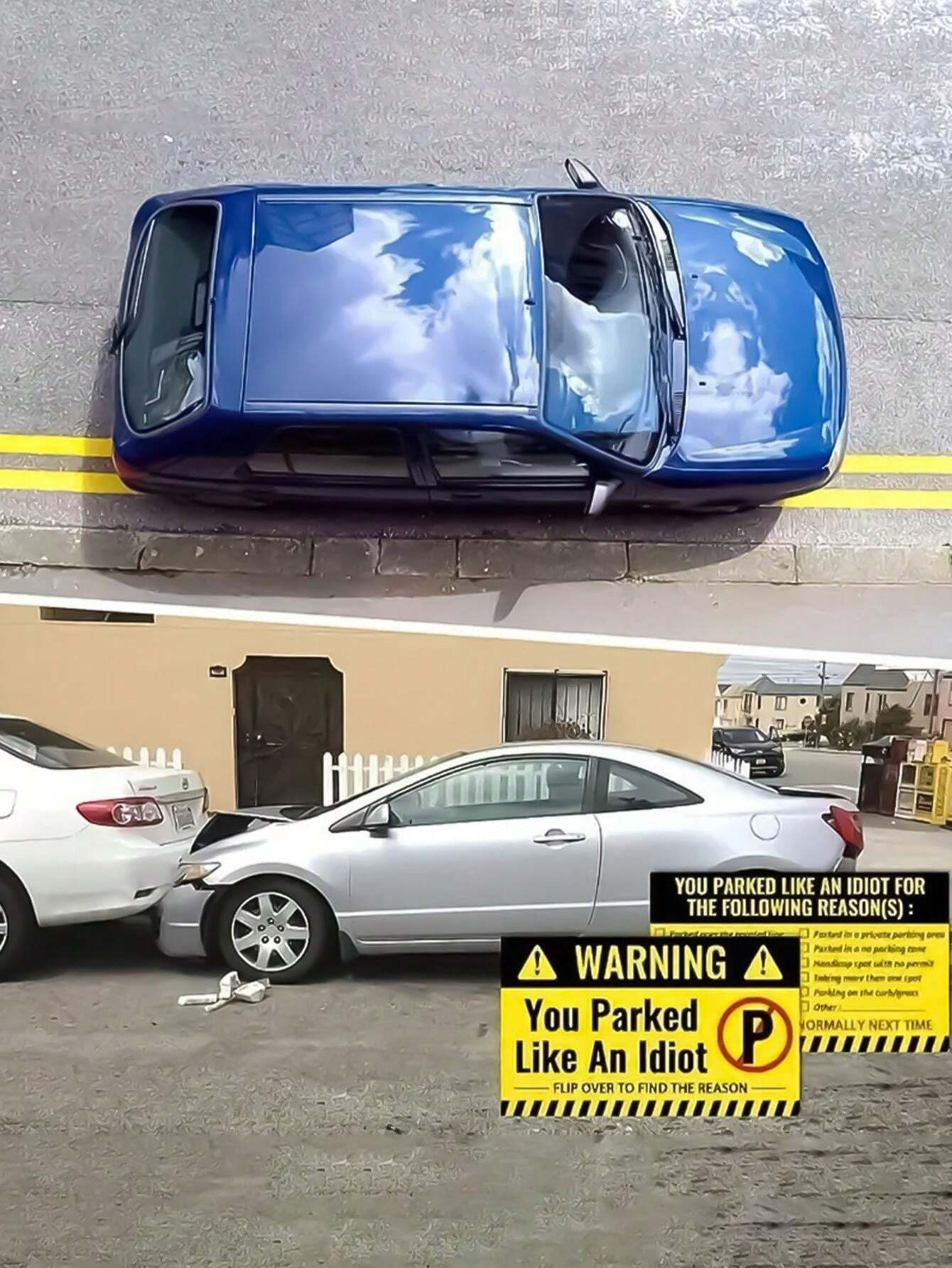 50 Stück lustige Karten und Schilder für falsches Parken, "Sie haben wie ein Idiot geparkt