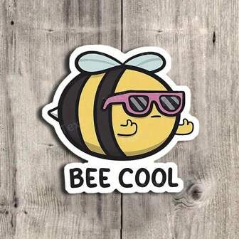 3-Inch "Bee Cool" Cute Bumblebee Vinyl Sticker – Perfect For Laptops, Water Bottles, Journals, And Backpacks | Great For Nature Lovers, Insect Enthusiasts, And Positive Thinkers | Ideal Gift For Kids, Teens, And Environmentalists | Adorable Sticker For Bee Fans And Animal Decor