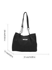 Túi Tote Đeo Vai Dung Tích Lớn Kiểu Dáng Thường Ngày, Túi Hàng Ngày, v.v. Hoàn Hảo Cho Việc Sử Dụng Hàng Ngày - Thích Hợp Cho Du Lịch, Công Việc Hoặc Trường Đại Học, Lớp Học Cao Đẳng, Đi Làm, Trường Học, v.v. Dành Cho Phụ Nữ, Tân Binh & Nhân Viên Văn Phòng, Con Gái, Sinh Viên Đại Học, Cô Gái Trẻ - màu đen - Xem 3