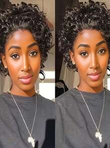 Krótkie Pixie Cut Koronkowa Peruka Kręcone Peruki Z Ludzkich Włosów 13x1 Przednia Przezroczysta Koronka Dla Kobiet 6 Cal Krótkie Kręcone Kinky Ludzkie Włosy Peruka Głębokie Kręcone Brazylijskie Włosy Peruka Z Prawdziwych Włosów Dla Urody I Pielęgnacji Osobistej