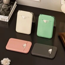 1 Gương trang điểm cầm tay kèm lược, màu trơn, da PU, đơn giản, di động, có thể gập lại, gương bỏ túi đáng yêu làm quà tặng tốt nhất - gương trang điểm lược - Xem 4