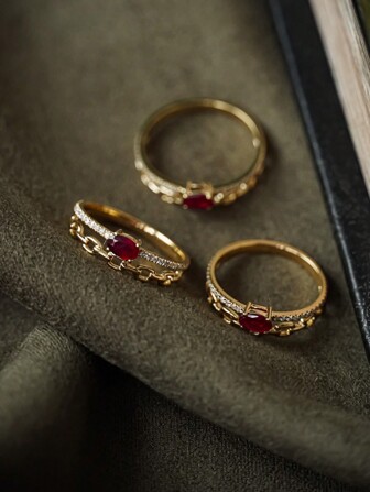  1pc Vintage 18K Gold Color Double Layer Ring, Fashionable Luxurious S925 Sterling Silver Chain Ring, Designer Piece Suitable For Daily Wear