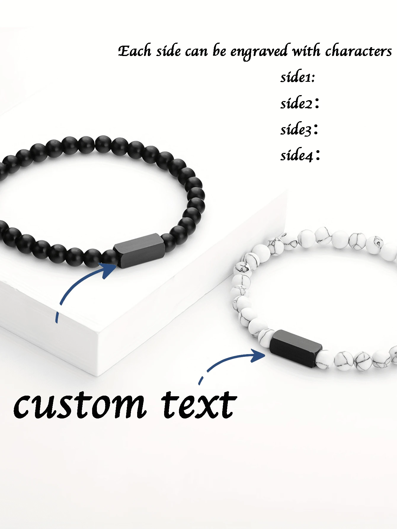 Spersonalizowana bransoletka dla par ze stali nierdzewnej z naturalnym kamieniem, grawerowane prezenty dla chłopaka, dziewczyny, najlepszego przyjaciela, członka rodziny; Walentynki, rocznica, prezent urodzinowy, czarny, stylowy, kolorowy, zabytkowy, prosty, unisex, swobodny, słodkie, niestandardowe, spersonalizowane, wyjątkowe, idealne prezenty dla niego, idealne prezenty dla niej, jej, chłopaka, dziewczyny, taty, mamy, rodziny, przyjaciół, na rocznice, na urodziny, na ukończenie szkoły, na bal maturalny, na imprezę