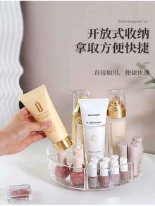 1 hộp đựng mỹ phẩm đa năng trong suốt có thể xoay để bàn dùng trong phòng tắm - Trong sáng - Xem 3