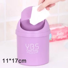 10 piezas Papelera de escritorio mini para residuos pequeña con botes de almacenamiento para el escritorio - Azul L - Ver 11