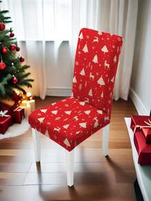1pc 160gsm Christmas Chair Cover, Elastic Dining Chair Slipcover, Washable Spandex Kitchen Removable Seat Protector, Suitable For Home Or Party - Multicolor - View 19