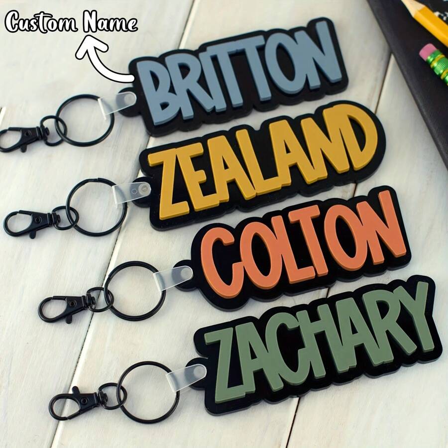 1 Pc Acrylic Name Keychain For Car Key, Name Tags For Men Boys, Custom 3D Printed Keychain , Custom Key Chain, Name Keychain , Custom Key Ring , 3D Printed Name, Custom Name Keychain ,Backpack Tag For Thanksgiving, Christmas Familly Girlfriend Mom Gifts,Delicate Romance, Utilitarian Chic