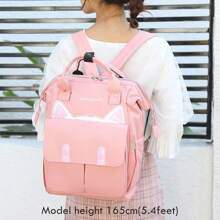 1 pieza Mochila para pañales multifuncional para maternidad, bolsa de pañales para bebés para niñas y niños con gran capacidad para viajes - Rosa - Ver 5