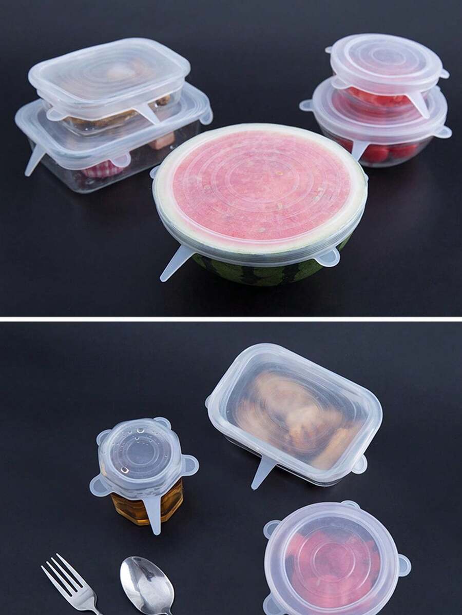 6PCS/SET Silicone Square And Round FreshKeeping Cover 6 Different