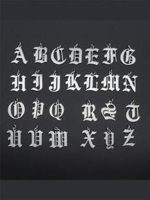 1件时尚简约个性化街头风不锈钢26字母吊坠项链，可作为男友名字首字母礼物 - 銀色 - 查看 7