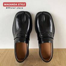 Maganda Tabi Shoes Loafer For Men And Women Split Toe Thick Sole Casual Leather Shoes - Patent Leather Black - View 2