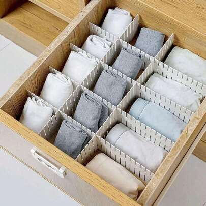 1 Pack 24pcs/20pcs/16pcs/12pcs/8pcs/4pcs Drawer Dividers, Adjustable Organizer Trays For Underwear, Socks, Accessories