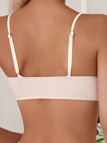 Beige Wavy U-Neck Sexy Bikini Set Top & Bottom , Summer Beach Vacation