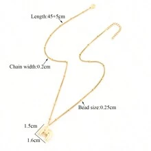 1 chiếc mặt dây chuyền chữ cái bong bóng cổ điển đơn giản màu vàng bằng thép không gỉ dạng hạt cho phụ nữ - Vàng - Xem 2