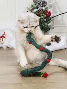 1 件圣诞逗猫棒，毛绒绒球棒，适合家庭玩耍和陪伴，颜色随机 - 彩色 - 查看 5