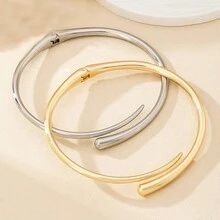 1 chiếc vòng cổ kim loại bóng hình học phong cách châu Âu và Mỹ có thể mở bằng lò xo, vòng cổ choker tối giản theo phong cách Punk - hình học - Xem 4