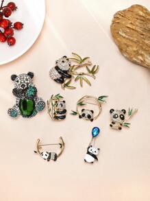 Broche de panda con rhinestones lindo para mujeres, accesorio de joyería para fiesta, banquete y regalo - panda - Ver 6