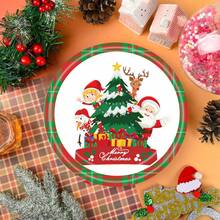 24 件圣诞树纸盘餐巾，红色格子派对盘子一次性派对用品蛋糕甜点盘，适用于圣诞节新年假期婚礼生日餐具套装派对装饰品，24 位客人，