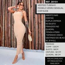 Ribbed Sheath Dress With Open Back And Ruched Straps Midi - Màu be - Xem 6