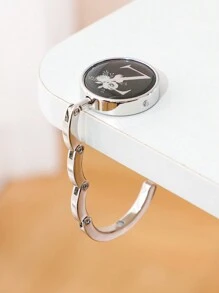 1 pieza Soporte plegable de metal con letra inicial - Diseño floral de letra, Soporte de cartera de escritorio, Estantería de moda para bolsos y Organizador de escritorio de oficina para damas - gancho de letra negro - Ver 26