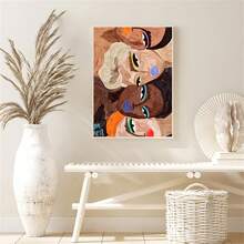 1/3 件现代抽象海报画个性化女性多色帆布画艺术印刷画墙客厅家居装饰画框 - 彩色 - 查看 21