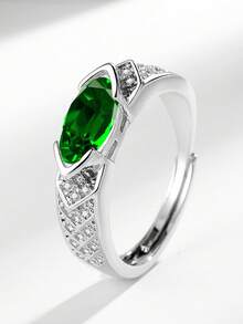 1 chiếc nhẫn cocktail thiết kế mắt độc đáo bằng đá Zirconia sang trọng thời trang dành cho nữ, hoàn hảo để đeo hàng ngày hoặc làm quà tặng, phong cách hợp thời trang - Nhẫn kim cương Marquise - Xem 6