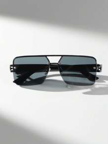 6pcs/1 Set Plastic Square Semi-Rimless Glasses, Retro Style Glasses For Women, Perfect For Photos Shoots Or Travel