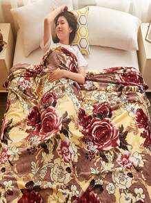 1pc Flannel Printed Blanket, Warm Fleece Throw Blanket For Bedroom, Home, Travel, Date, All Season Use