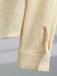 男士休闲纯色长袖衬衫，春秋 - 杏色 - 查看 6