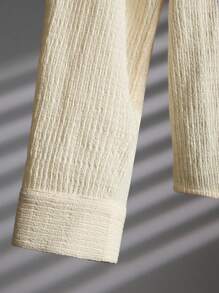 男士休闲纯色长袖衬衫，春秋 - 杏色 - 查看 3