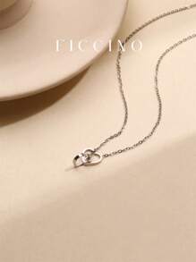 FICCINO FICCINO Titanium Steel Gold-Plated Double Heart Wrap Pendant Necklace, O-Shape Daily Versatile Choker Necklace, Valentines/Anniversary Gift With Gift Box Valentines,Mom,Mother,Mother's Day,Gift