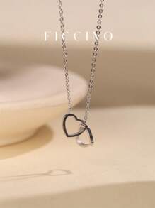 FICCINO FICCINO Titanium Steel Gold-Plated Double Heart Wrap Pendant Necklace, O-Shape Daily Versatile Choker Necklace, Valentines/Anniversary Gift With Gift Box Valentines,Mom,Mother,Mother's Day,Gift