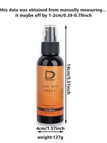 100ml Spray Mousse Derretedor Tintante à Prova d'Água com Renda para Closures de Perucas Frontais, Toupeiras, Controle de Contorno da Renda, Tinta em Spray de Renda Derretida na Cor Marrom Escuro